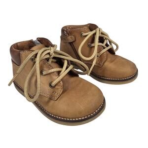 JAMIE KAY UNISEX LEATHER LACE‑UP SHOES – BROWN – SIZE 24 (APPROX. US 7 TODDLER)